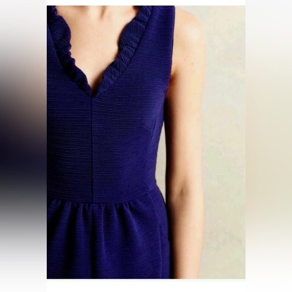 Anthropologie Maeve Ottoman Ruffled V-Neck Dress Purple Blue XS - Picture 11 of 12